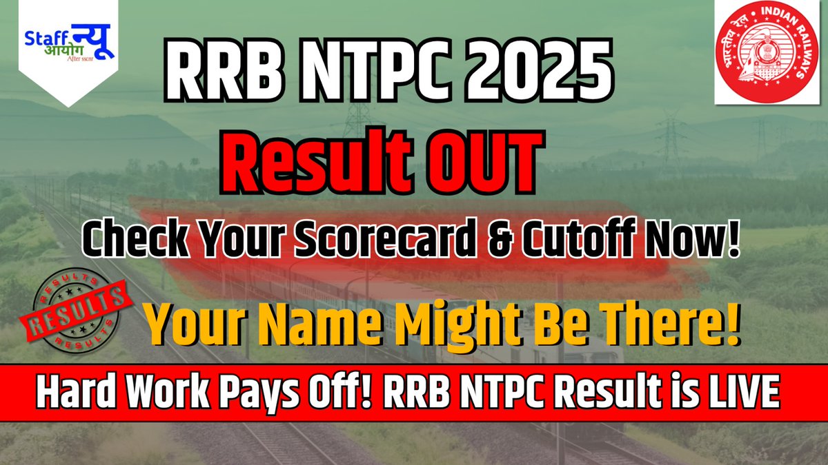 GovJob_Updates's tweet image. 🚂💥 RRB NTPC 2025 Results Are Out!
The wait is finally over! Check your scorecard, cutoff, and merit list now to know where you stand. 📊✅
👉Details: sscnr.net.in/rrb-ntpc-2025-…
#RRBNTPC #RailwayResults #Scorecard #MeritList #CutOff #GovtJobs #RailwayJobs #realmadridvsvillarreal