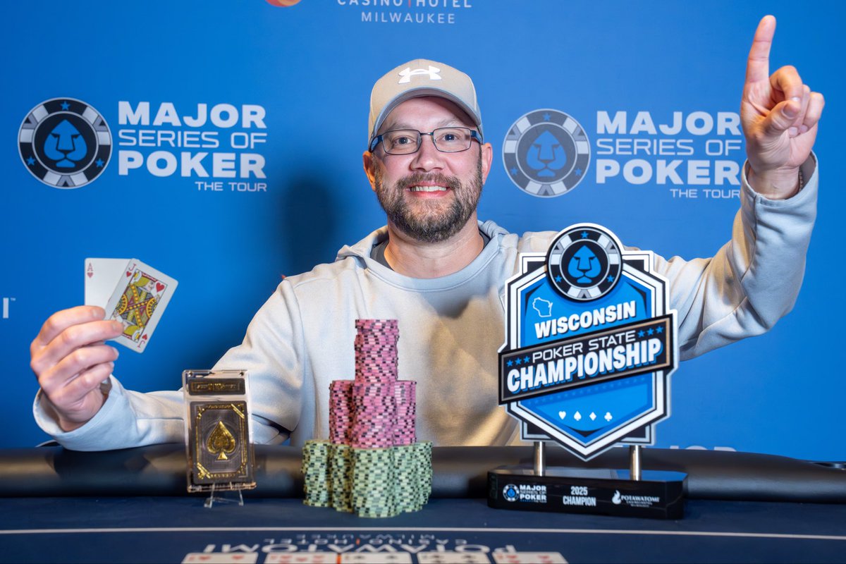 Greg Shuda Defeats A Field of 1,698 Entrants To Win The MSPT 2025 Wisconsin Poker State Championship!
msptpoker.com/Pages/LiveRepo…

$1,110 Wisconsin Poker State Championship Main Event <a href="/potawatomi_mke/">Potawatomi Casino Hotel</a> 

Live Updates: msptpoker.com/Pages/LiveRepo…