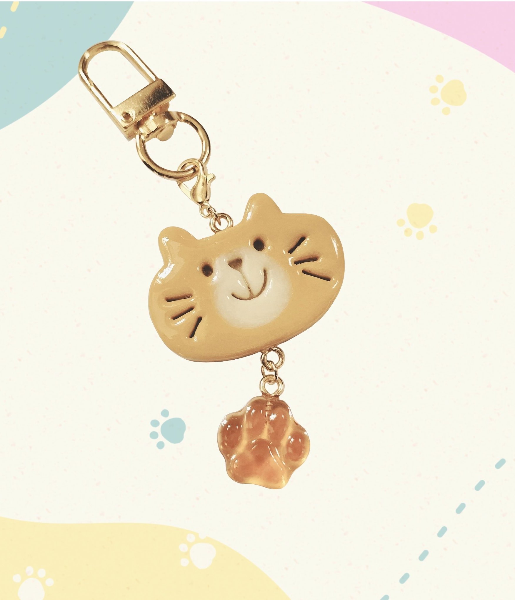 No.3085☆ハンドメイド☆にゃんこ♡フラワーレジンキーホルダー