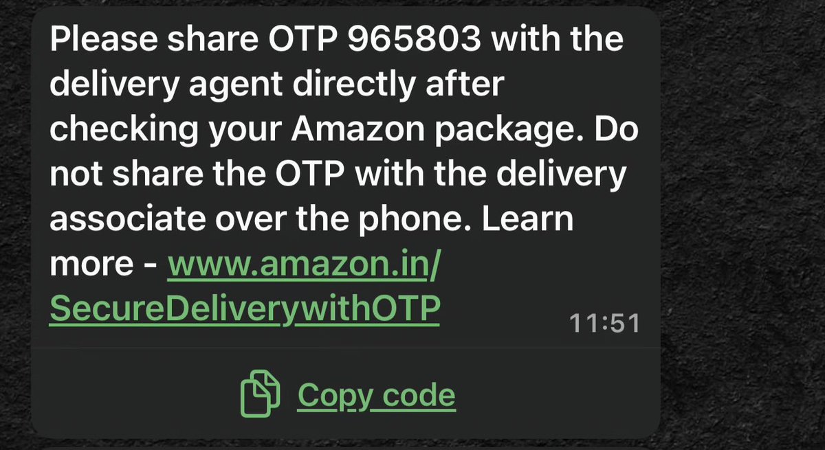 Hey <a href="/amazonIN/">Amazon India</a>, your delivery agent is forcing me to share the OTP before I can open and check the package, saying he’ll miss his delivery deadline. Your own message says to inspect first! If the item’s damaged, you’ll blame me for sharing the OTP—how’s that fair to either of us?
