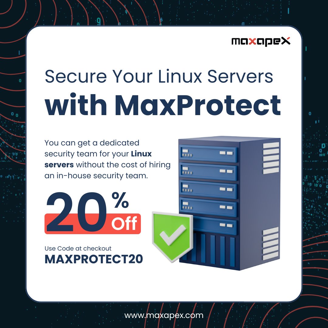 MaxApexHosting's tweet image. Looking to secure your Linux servers? 🔒 MaxProtect offers a 20% discount on a dedicated security team at a fraction of the cost of an in-house team. 💻 maxapex.com/maxprotect/

Use code MAXPROTECT20 at checkout

#Linux #EndpointSecurity #CloudProtection #LinuxSecurity…