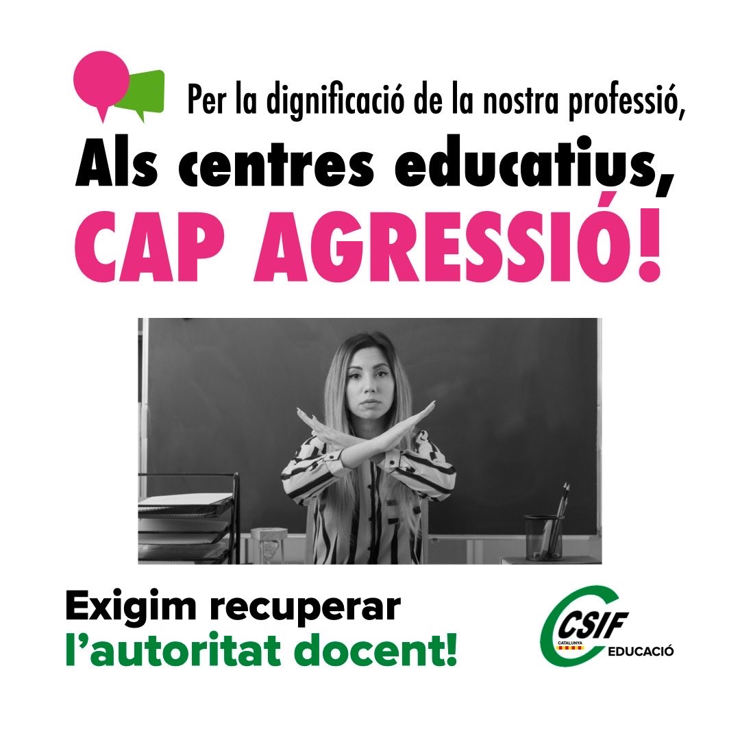 csifeducaciocat's tweet image. La realitat dura dels centres educatius

Desgraciadament, molts docents —de totes les etapes— han patit algun tipus d’agressió al llarg de la seva carrera.

Insults, burles, amenaces, falta de respecte… i massa sovint tant dins com fora de l’aula.

#DignitatDocent #Respecte