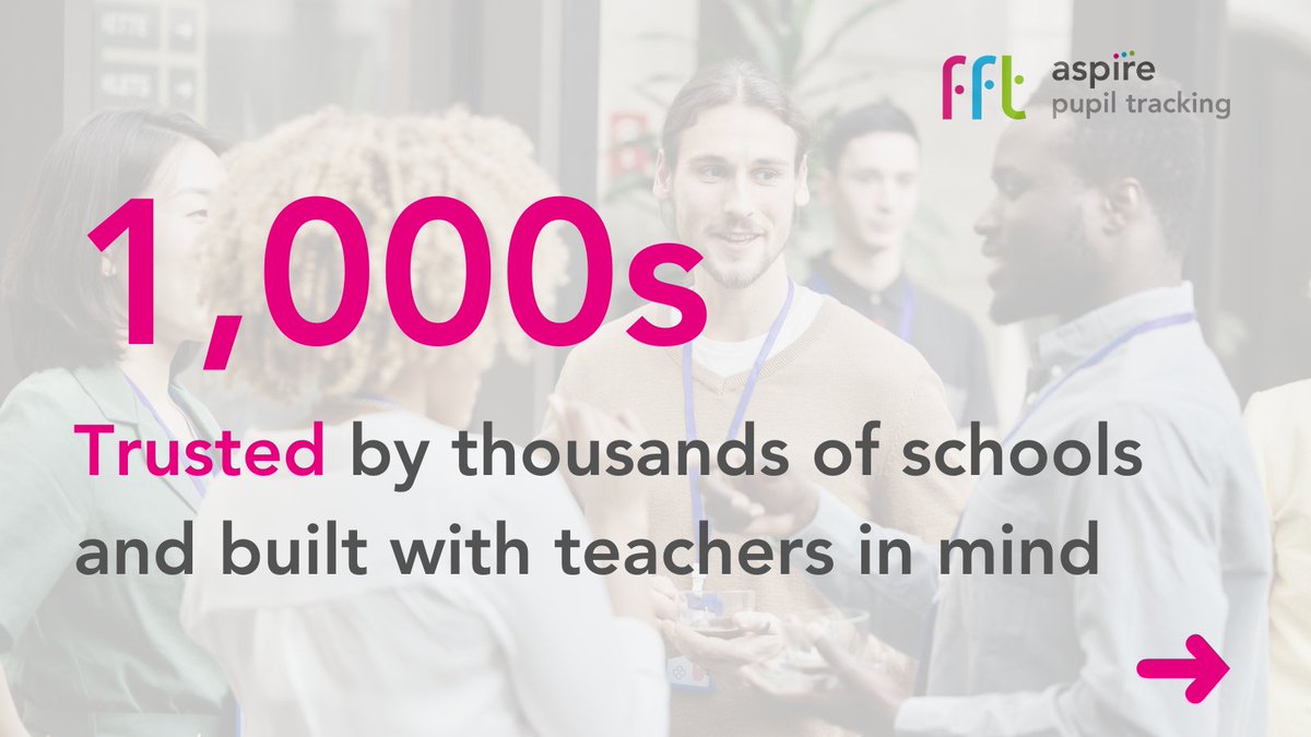 FFTEdu's tweet photo. Built with schools and Trusts. Designed for teachers. 

#AspirePupilTracking for Secondary Schools has been:

📊 Used by 1,600+ schools in 2025’s KS4 Summer Results service
📈 Used by 750+ schools in 2025’s KS5 Summer Results service
✅ Trusted by 1000+ schools https://t.co/j4gtZy4oq7