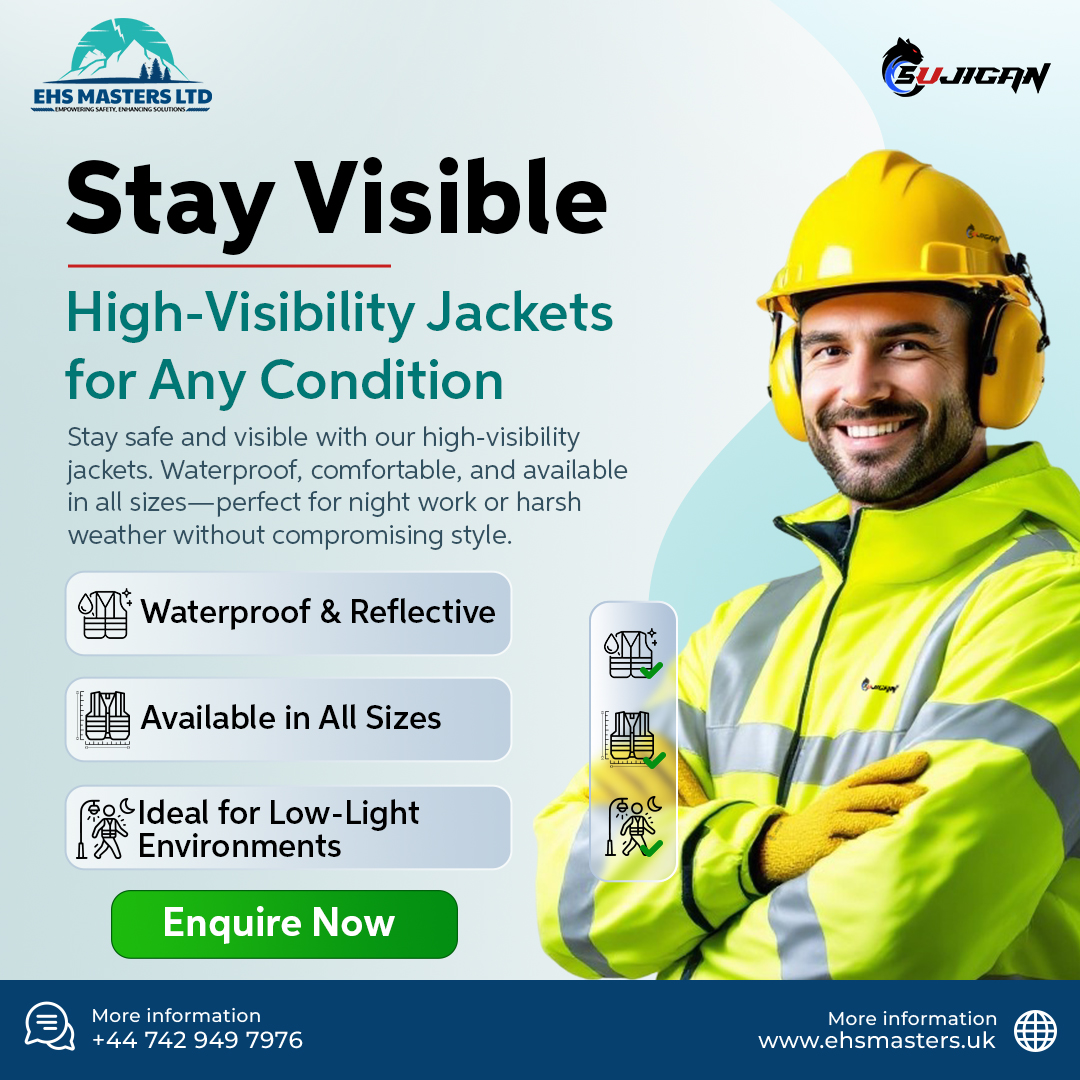 EhsMasters's tweet image. Stay visible. Stay protected.👷‍♂️
Our high-visibility jackets are waterproof, reflective, and built for all conditions—day🌞or night🌙.
Work safely without compromising comfort or style!💪✨
#EHSMasters #WorkplaceSafety #PPE #HighVisibility #UKConstruction #StaySafe #SafetyFirst