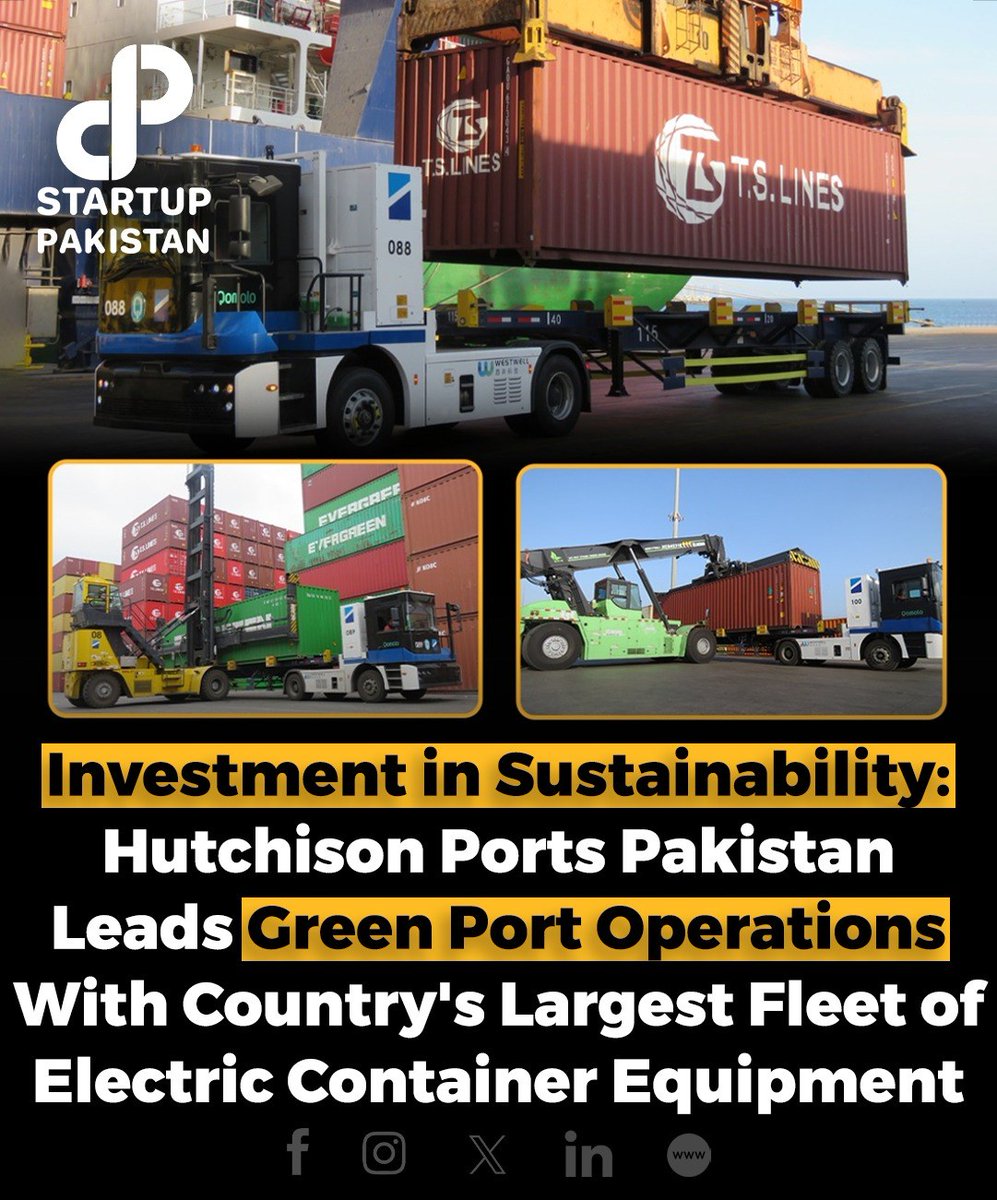 PakStartup's tweet image. Hutchison Ports Pakistan, the country’s only deep-water container terminal, is driving investment in green port operations and setting new benchmarks in sustainable terminal practices. 

#greenport #electric #container #pakistanport