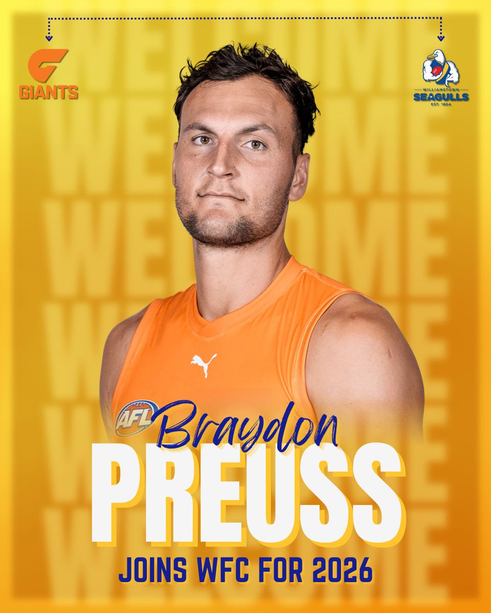 Braydon Preuss has found a new home at DSV Stadium ahead of the 2026 VFL season 🤩

The former AFL ruck becomes the first of our recruits for the year, arriving at a standalone side after a career across North Melbourne, Melbourne, and GWS. Welcome to Williamstown Braydon!

Read