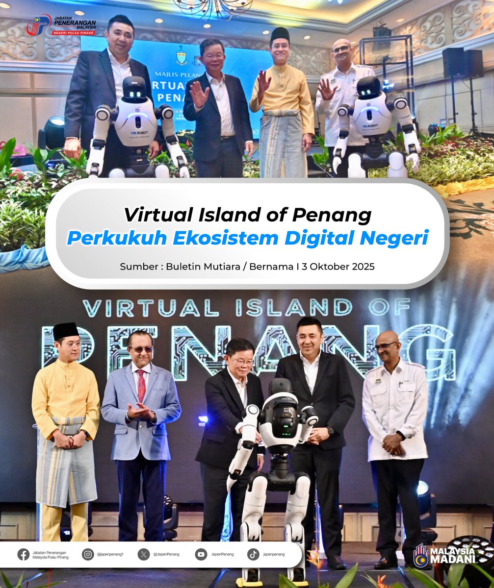 PenangJapen's tweet image. [ INFOGRAFIK ]

Majlis Bandaraya Pulau Pinang (MBPP) melangkah setapak lagi ke hadapan dalam memperkukuh penyampaian perkhidmatan melalui pendekatan digital dengan melancarkan inisiatif Virtual Island of Penang (VIP).

VIP merupakan satu sistem bersepadu menggunakan data masa -