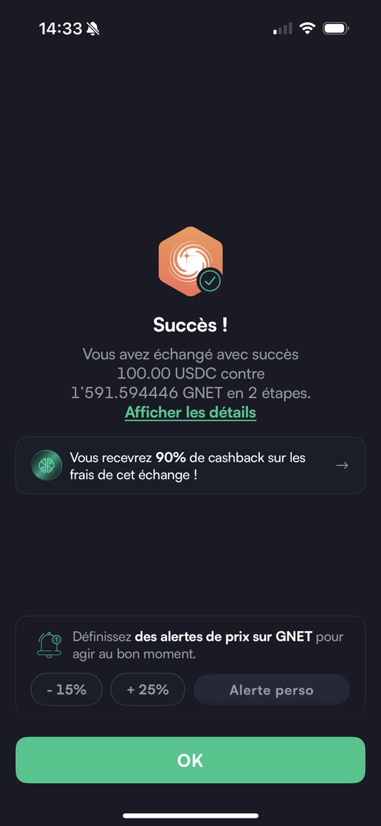 frederic_Borgy's tweet image. 🚀 Success!
Swapped 100 USDC for 1,591.59 GNET 💫
with 90% cashback on the fees 🔥

The Galactica Network keeps growing fast — a Web3 ecosystem built around identity, privacy, and innovation. 🌐
Opportunities are just getting started 👀

#GalacticaNetwork #GNET #Crypto #Web3…