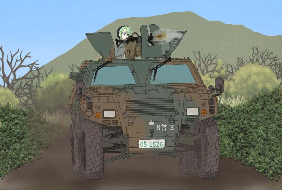 TV3517SHIRAYUKI's tweet photo. 現職ぶりに #LAV こと #軽装甲機動車 を描いてみた。
もちろん13B初のLAV化中隊であり、8普3の銃座仕様であり、今回興味本位で 青橋雨先生
@iosonopioggia の #米子ゆみ さんにガナー席に乗せてミニミを撃たせておりますw
※車内は今回省略しましたが気が向いたら描き足すかもね。 https://t.co/FLCgfuNP5o
