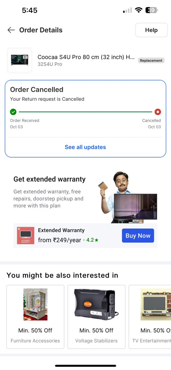 Key_Coder_Remot's tweet photo. @Flipkart @flipkartsupport @jagograhakjago replacement or refund rejected and no one can help from support. 3-4 time request rise and seller rejected request. Product is tv and which is not working at all. #coocaa @CoocaaTv https://t.co/3e410PXocB