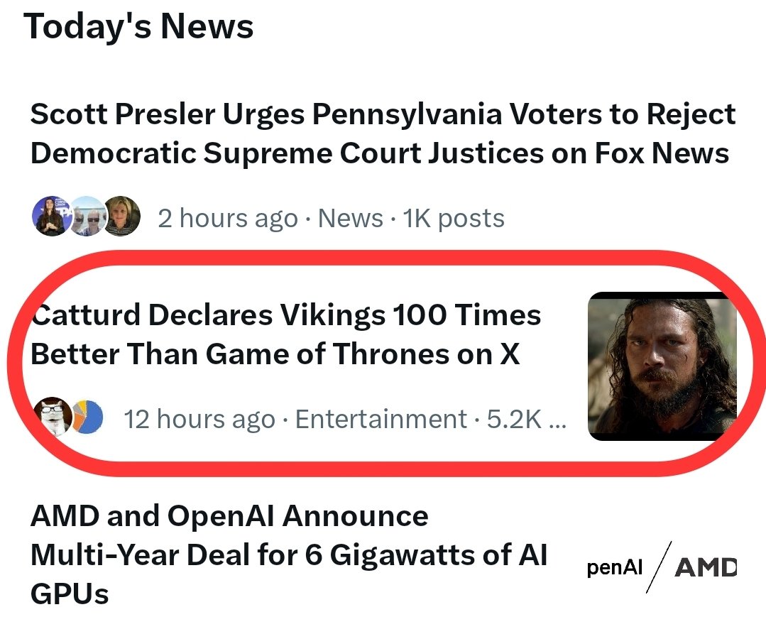 Brick_Suit's tweet image. Well, there you have it.
Vikings is better than GOT.

(note: I have no opinion having never seen an episode of either one.)