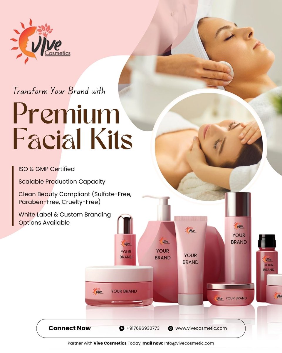 vivecosmetic's tweet image. Transform Your Skincare Brand with Premium Facial Kits
ISO &amp;amp; GMP Certified
Sulfate-Free | Paraben-Free | Cruelty-Free
Scalable Production &amp;amp; Custom Branding Available
Partner with Vive Cosmetics today &amp;amp; give your customers the luxury they deserve! 
#PremiumSkincare #FacialKits