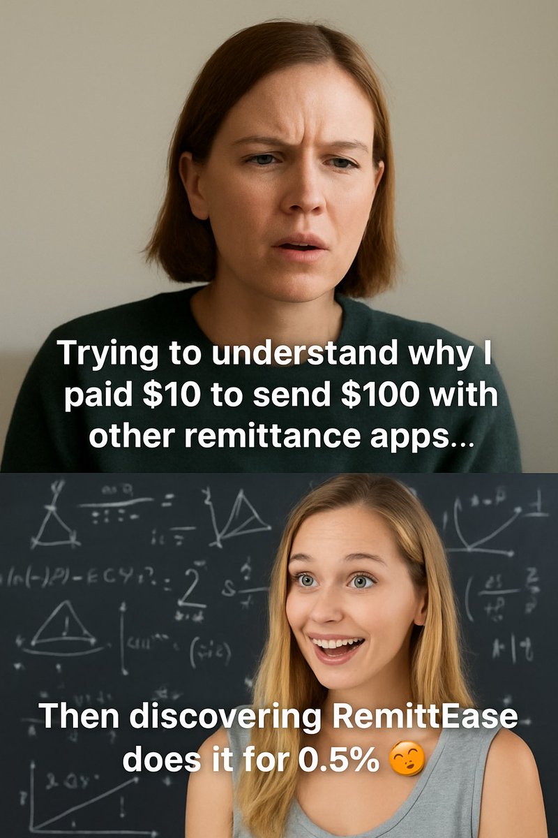 quami_web3's tweet image. When you realize you’ve been paying $10 to send $100 with other remittance apps… then discover @remitt_ease only charges 0.5% 😭💡.

#MemeMonday #Web3Payment #RemittEase