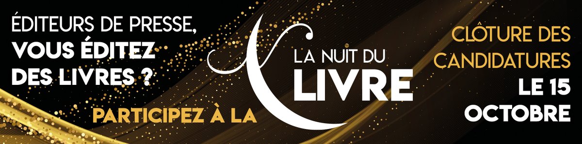 📚 Il est encore temps de candidater à #lanuitdulivre !

📅 Clôture des candidatures : 15 /10
✅ Dépôt de dossier en quelques clics et gratuitement → urls.fr/QUdWpH
⚠️ Plus qu'une semaine : ne manquez pas cette opportunité unique !
 
#trophées #candidatures #édition