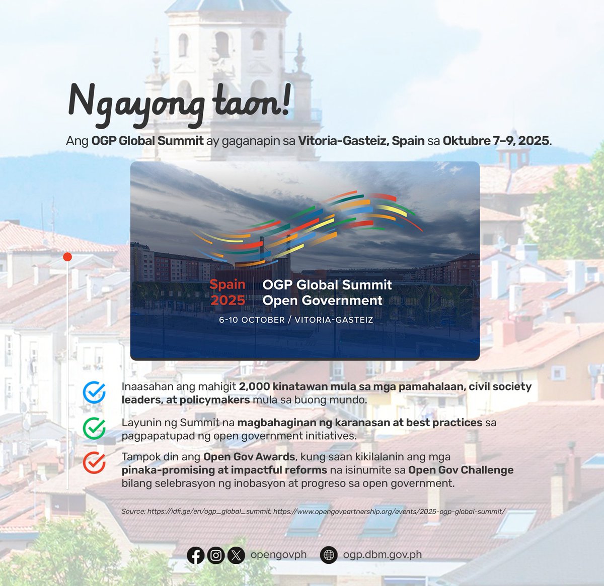 Mula Brazil noong 2012 hanggang Spain ngayong 2025 — patuloy na lumalawak ang ugnayan ng mga bansa tungo sa mas bukas, tapat, at makabagong pamahalaan.

Read full post here: web.facebook.com/share/p/1JzFct…
#OpenGovPH #OGPTriviaOfTheDay #OGPSummit2025