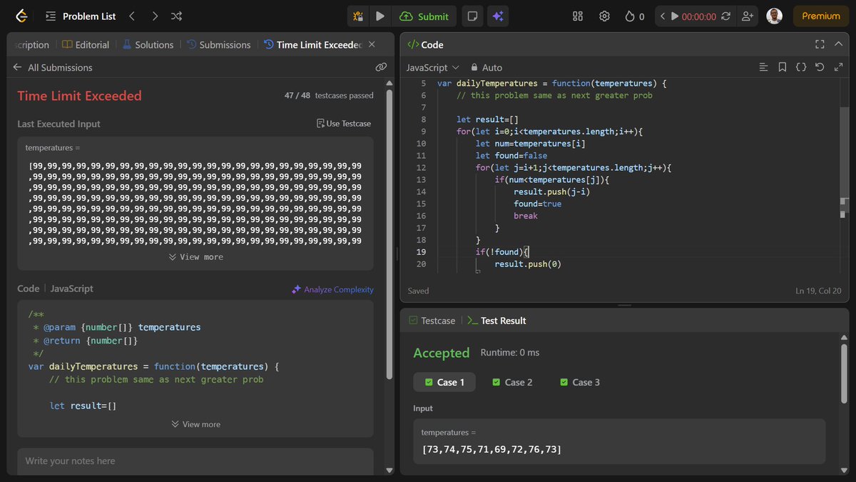Parthodasm23's tweet image. after passing test case i felt very happy 😇😇 but after this 😟😟😟😟 
#100DaysOfCode #JavaScript #DSA #LearningJourney