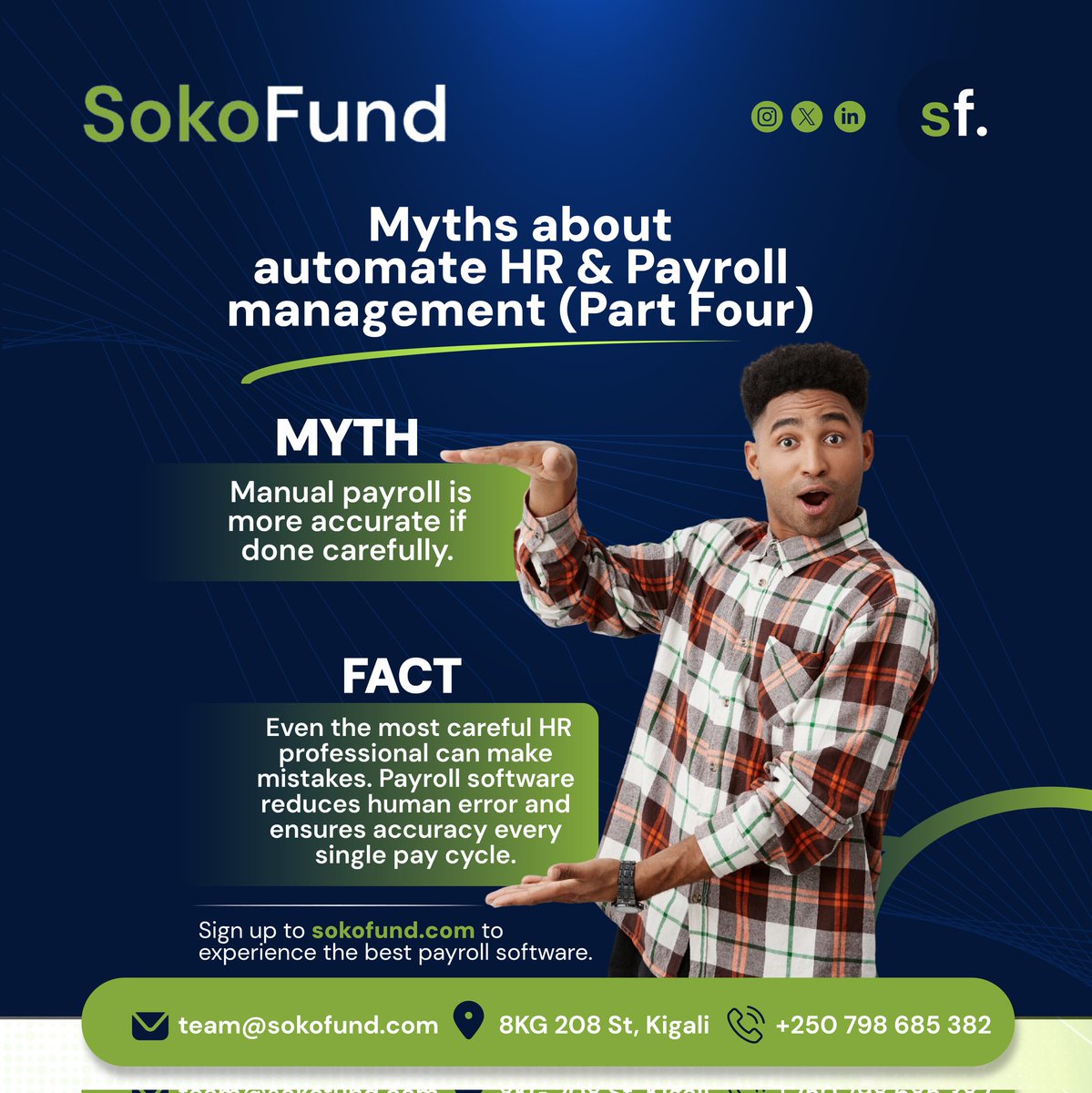 SokoFund_'s tweet image. Many companies still think that handling payroll manually is more accurate

However, human calculation errors are inevitable. But @SokoFund_ #PayrollSoftware removes it all for every single pay cycle

Sign up now at sokofund.com &amp;amp; experience automation accuracy in #HR