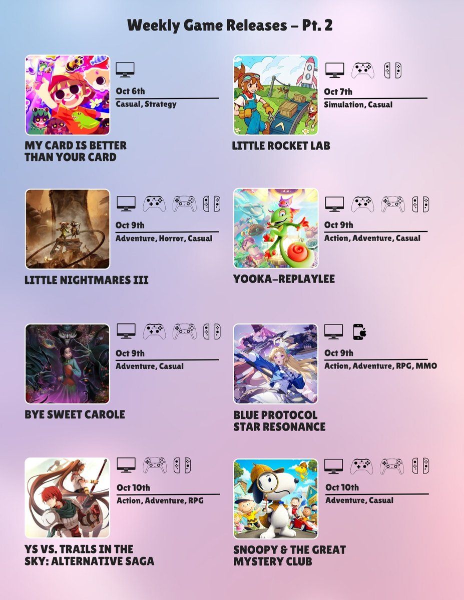 Your weekly dose of game releases has been delivered ❤️🫶🎮 We hope you have a great Monday, and happy gaming! 😁