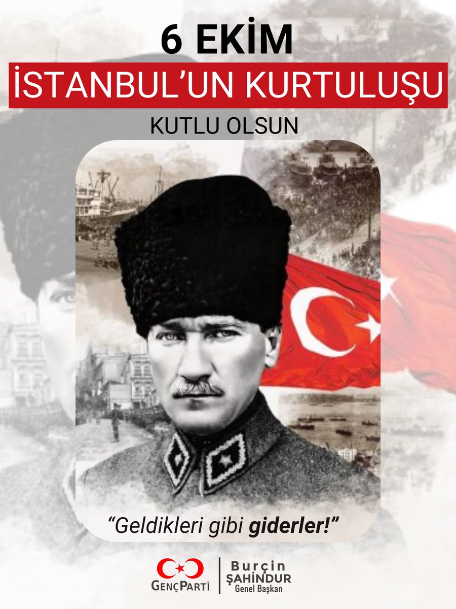 bsahindurresmi's tweet photo. İstanbul’un düşman işgalinden kurtuluşunun 102. yılı kutlu olsun. Düşmanları topraklarımızdan gönderen kurucu liderimiz Mustafa Kemal Atatürk ve silah arkadaşlarını saygıyla anıyorum. https://t.co/e7oCeqczIU
