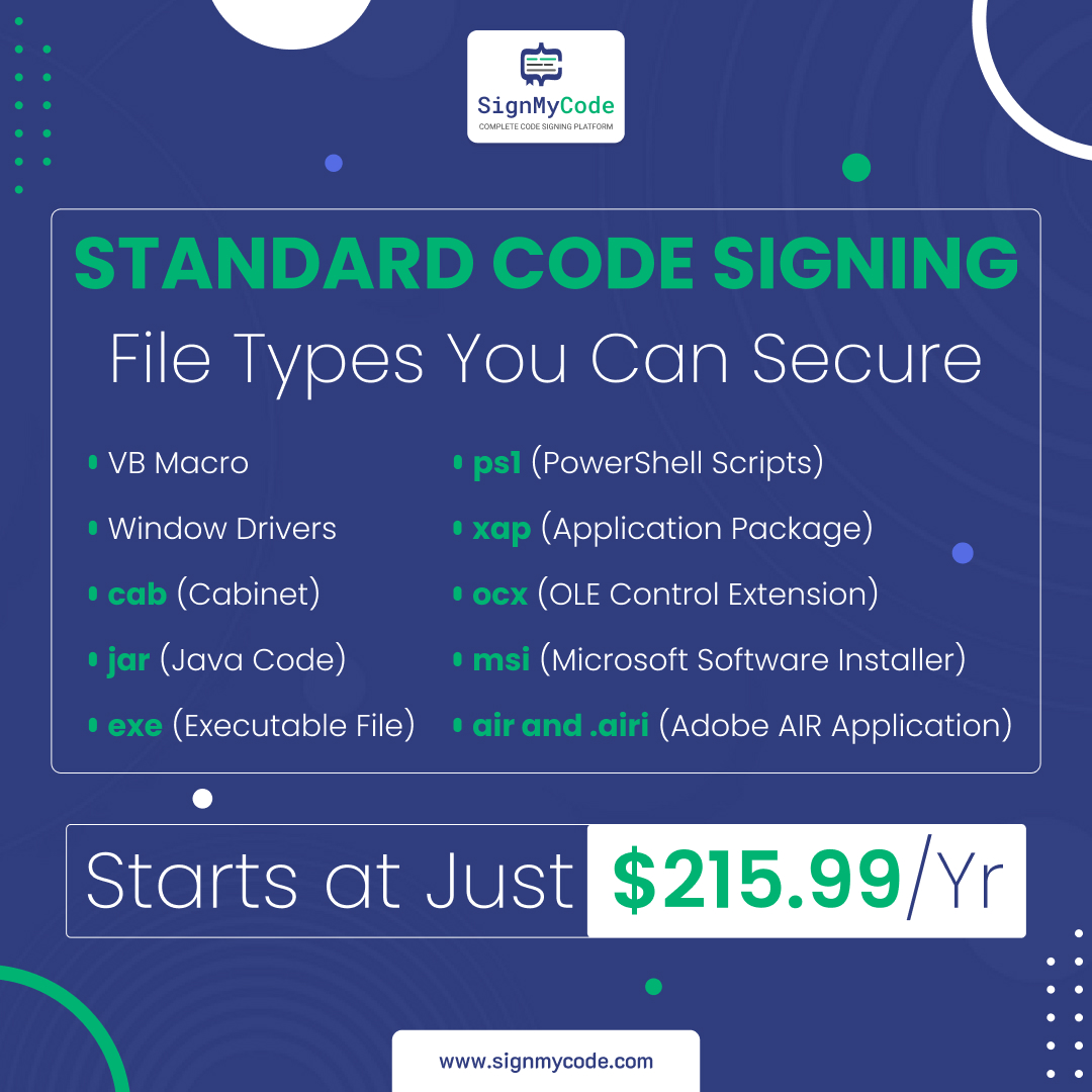 Sign_My_Code's tweet image. Get the Trusted Code Signing Certificate that supports all major file types your software and scripts require at the Cheapest Cost!

Get it Now - tinyurl.com/standard-cs

#CodeSigning #certificate #ForBusiness #SoftwareSecurity