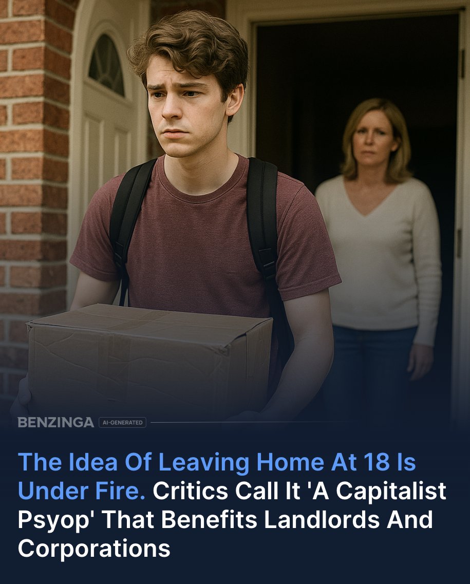 Benzinga's tweet photo. A Reddit post has reignited debate over the idea that young adults should leave home at 18. The poster called it a “capitalist psyop,” arguing it benefits landlords and corporations by forcing people to live separately and spend more.

Many agreed, pointing out that decades ago minimum wage covered rent, but today that expectation is unrealistic. Others noted that in much of the world, staying with family well into adulthood is common and carries no stigma.

Still, not everyone has the choice. Some shared stories of abusive homes where moving out was the only option, even if it meant financial struggle.

Parents also weighed in, saying they now welcome adult children to stay as long as needed. For many, offering shelter feels more realistic than expecting independence at 18.

Recent data shows this shift is already happening. The share of young adults living with parents has risen across all age groups since 2007.

The conversation reflects how economic realities are reshaping cultural norms. For many, independence no longer means leaving home, and the stigma attached to staying is slowly fading.