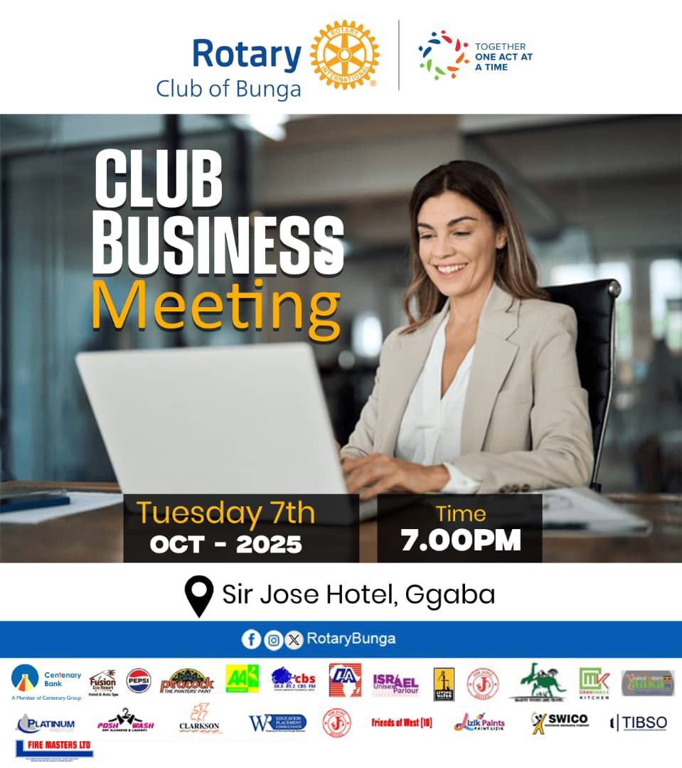 Club Business Meeting Tomorrow !

The Rotary Club of Bunga will meet tomorrow evening at 7pm Sir Jose Hotel to plan, reflect, and grow. 

One  Act at a Time! #JoinUs
#ServiceAboveSelf