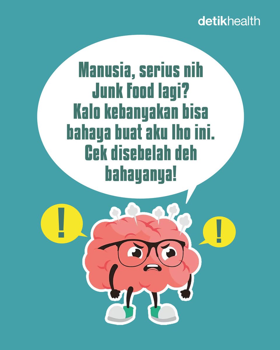 detikHealth's tweet image. Hayo siapa yang kerjaannya makan junk food terus?! 👀⁣
⁣
Kebiasaan kamu bisa bawa bahaya buat otak lho.⁣

&amp;gt;&amp;gt; health.detik.com/berita-detikhe…
⁣
#otak #kesehatanotak #bahayajunkfood #junkfood