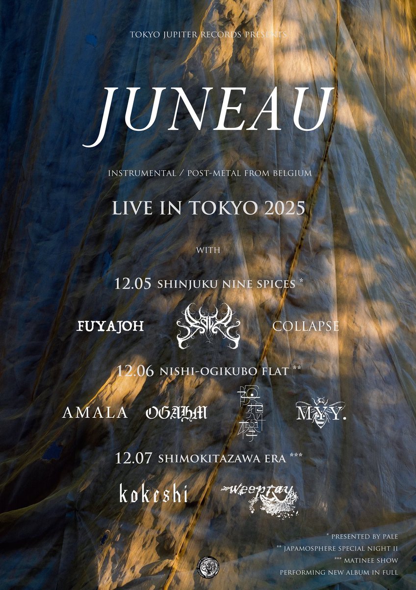 Pale (@palevicarious) on Twitter photo 【Announcement!】
<a href="/TokyoJupiter_KM/">Kimi</a> が招聘するJuneau の来日公演を12/5 (Fri)に<a href="/9spices/">新宿NINE SPICES</a> にて主催します!
12/5 (Fri) at Shinjyuku Ninespices
Adv   3,500
Door 4,000
+1D
Open 18:30 
Start  19:00
w/ 
不夜城<a href="/fuyajoh_jp/">不夜城(Fuyajoh)</a> 
COLLAPSE <a href="/collapse_s/">COLLAPSE</a> 
※ご予約はツリーよりお願いいたします! 【Announcement!】
<a href="/TokyoJupiter_KM/">Kimi</a> が招聘するJuneau の来日公演を12/5 (Fri)に<a href="/9spices/">新宿NINE SPICES</a> にて主催します!
12/5 (Fri) at Shinjyuku Ninespices
Adv   3,500
Door 4,000
+1D
Open 18:30 
Start  19:00
w/ 
不夜城<a href="/fuyajoh_jp/">不夜城(Fuyajoh)</a> 
COLLAPSE <a href="/collapse_s/">COLLAPSE</a> 
※ご予約はツリーよりお願いいたします!