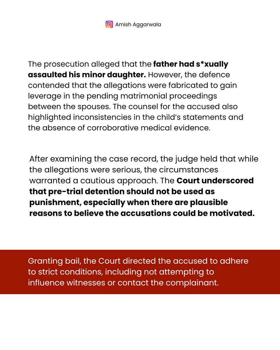 AmishAggarwala's tweet image. Bombay High Court: Possible that daughter falsely implicated father due to ongoing matrimonial dispute