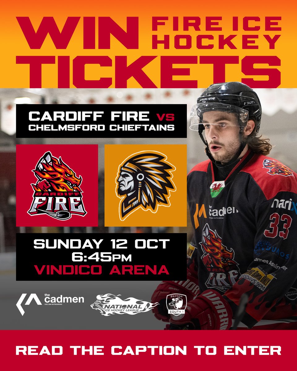 CardiffFireIHC's tweet image. ✨🎟️ 𝗪𝗜𝗡 𝗔 𝗣𝗔𝗜𝗥 𝗢𝗙 𝗧𝗜𝗖𝗞𝗘𝗧𝗦 🎟️✨

𝗟𝗶𝗸𝗲 + 𝗥𝗲𝗽𝗼𝘀𝘁 for your chance to win 2⃣ tickets worth £24 to this Sunday's NIHL1 game at the Vindico Arena 🔥🏒

Comp closes 1pm on Sat 11th. T&amp;amp;Cs below. Good luck 🤞

Buy tickets 👉 tickets.cardiff-fire.com