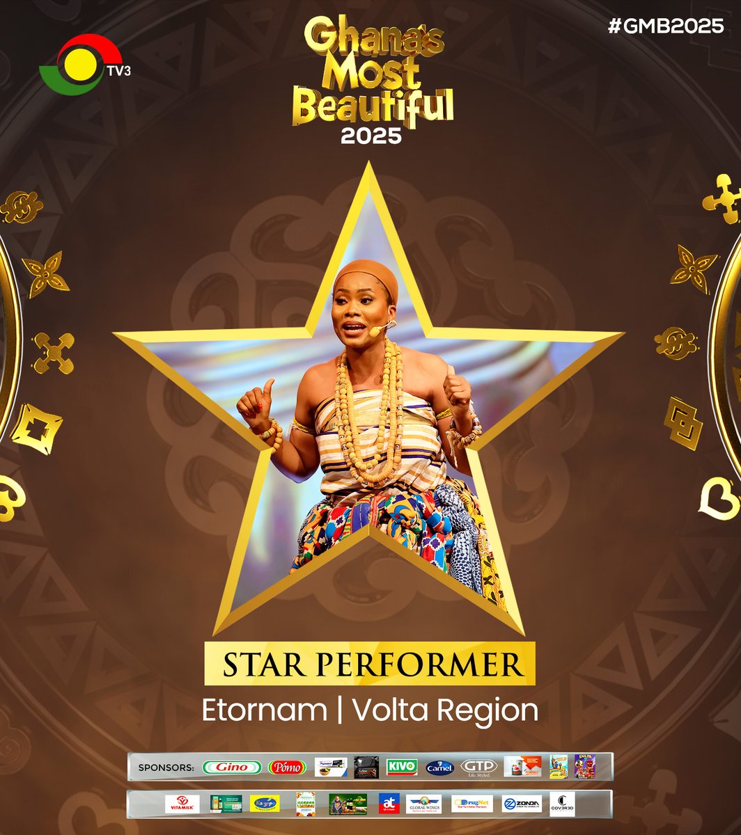 tv3_ghana's tweet image. Join us in celebrating Etornam from the Volta Region, who truly embodied grace and exceptional talent to clinch the Star Performer & Best Costume. 
#GMB2025