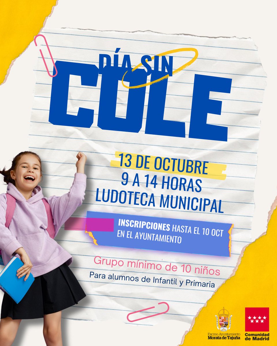 👧🏻👦🏻 El próximo 13 de octubre... ¡no hay cole! Por eso, te ayudamos con la conciliación laboral y familiar organizando una mañana llena de actividades para tus hijos en la Ludoteca ¡Inscripciones ya abiertas!