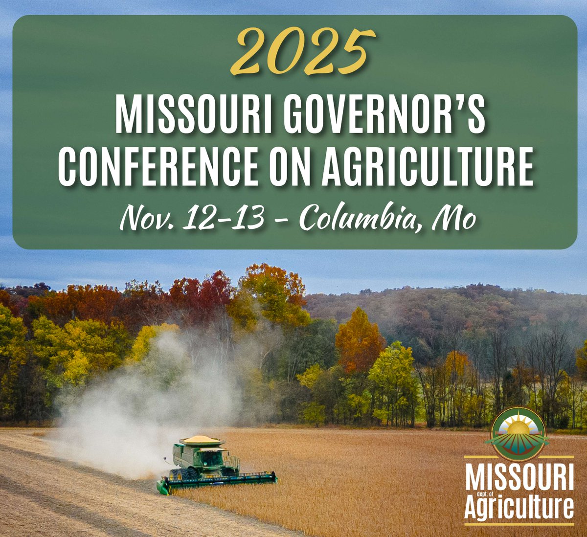Missouri farmers, ranchers, agribusiness leaders and aspiring agriculturalists are invited the 51st Missouri Governor's Conference on Agriculture Nov. 12-13 at the Wyndham Executive Center- Columbia! Attendees will enjoy:

✨Commodity Outlook 
✨Pest Panel 
✨MAFFIC &amp; RaFF