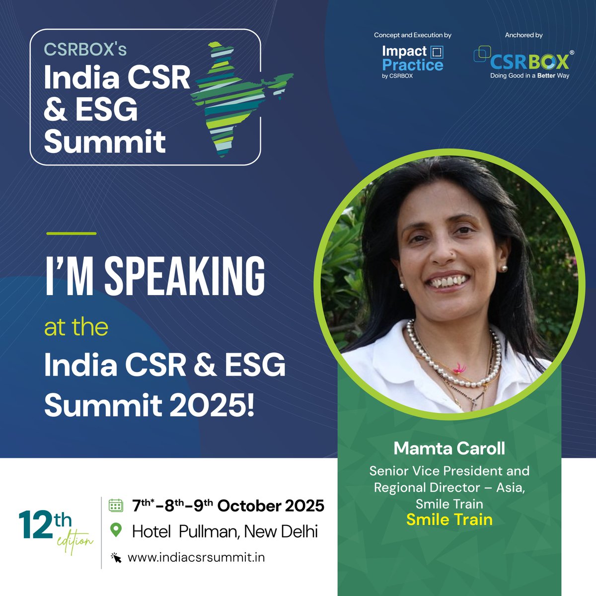 I’m excited to be speaking at India CSR &amp; ESG Summit 2025, Asia’s biggest platform for CSR &amp; Sustainability, on 8 October.
It will be a great opportunity to meet fellow changemakers, share ideas, and explore the future of CSR &amp; ESG. Looking forward to connecting with everyone!