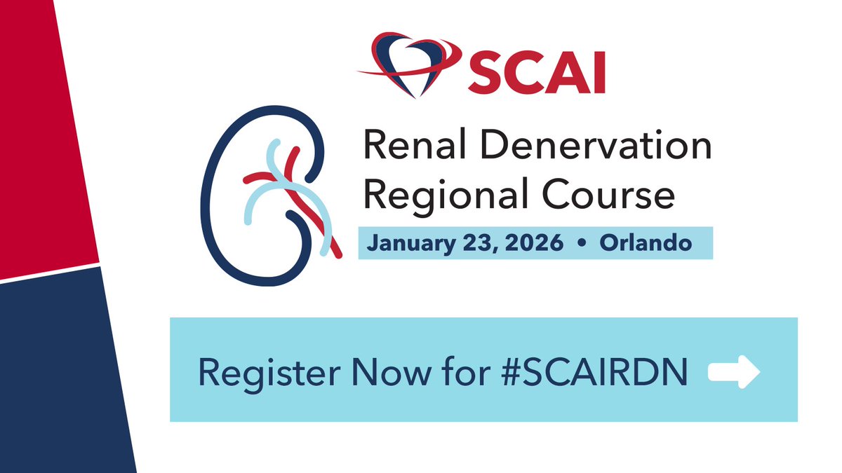 SCAI's tweet image. 🔍Learn, prepare, and maximize your #RDN program! Explore our RDN Resource Center before attending #SCAIRDN on January 23 in Orlando.

Visit the resource center ➡️ ow.ly/wJQa50X5Kr4

Register for the SCAI Renal Denervation Regional Course 🔗 ow.ly/IlJu50X5Kr3…