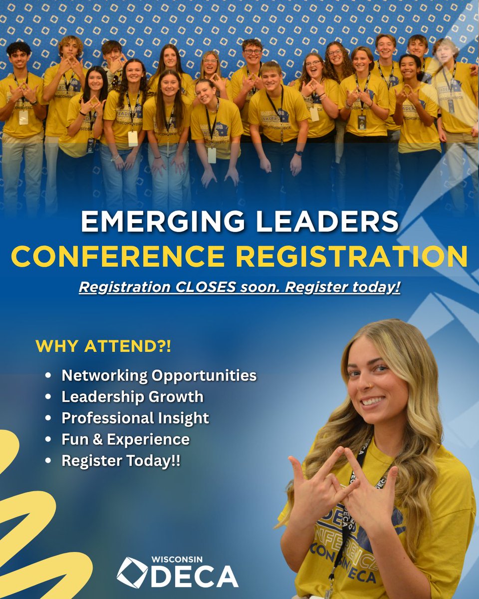⏰ Don’t miss out! Wisconsin DECA ELC registration closes soon! Secure your spot today!! #GoTheExtra #ELC2025 #WIDECA