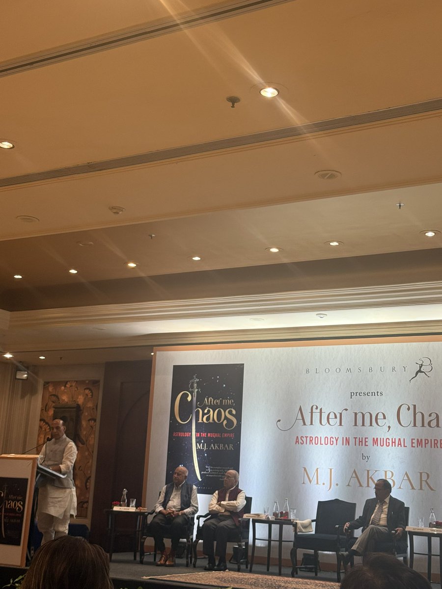 nitingokhale's tweet image. Privileged to be at the launch of @mjakbar’s book ‘After me, Chaos’ Astrology in the Mughal Empire. A galaxy of eminent personalities speaking at the function, including @rajnathsingh #NSA Ajit Doval @JM_Scindia among others. The book, of which I had an honour to read parts in…
