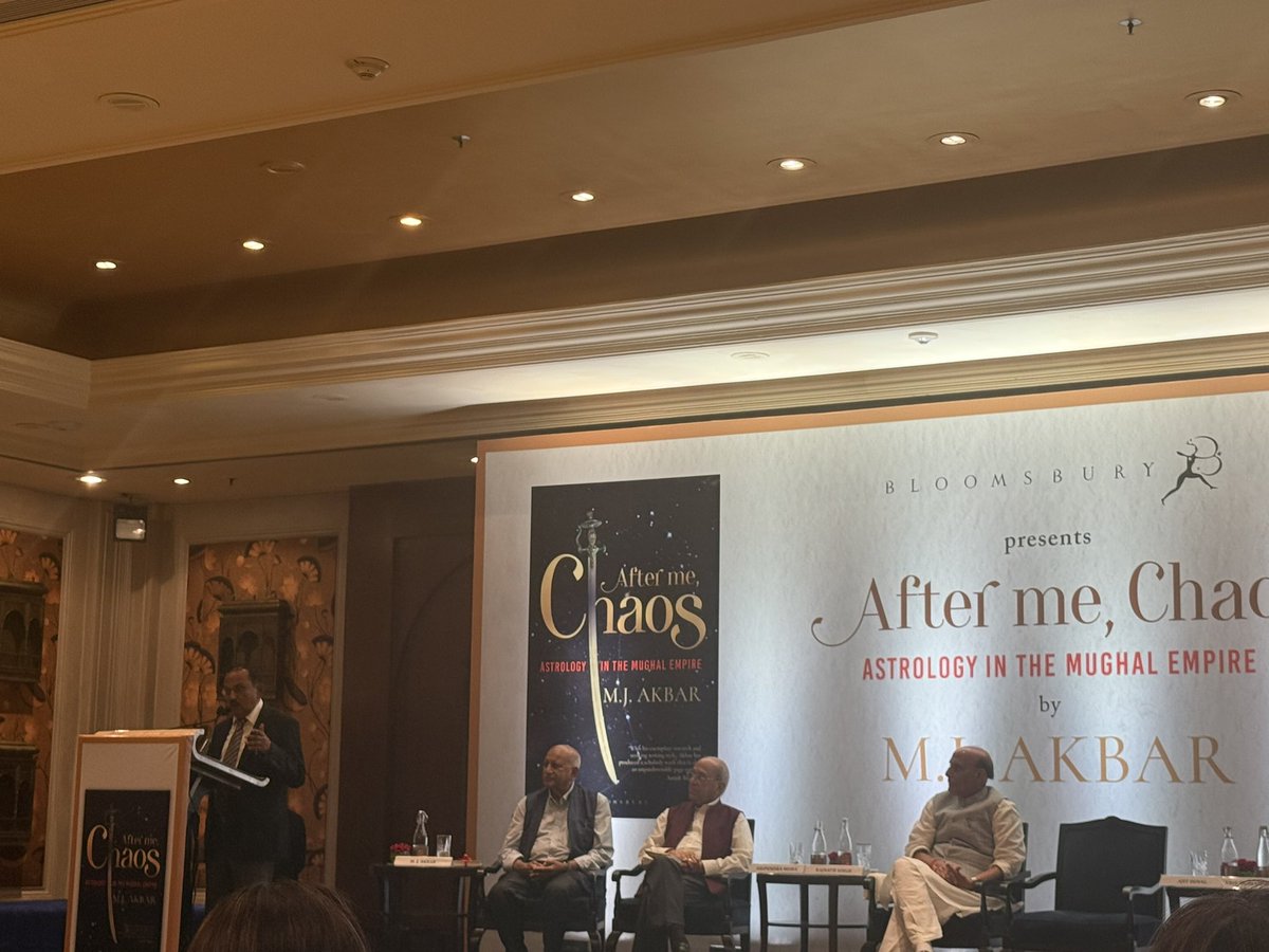 nitingokhale's tweet image. Privileged to be at the launch of @mjakbar’s book ‘After me, Chaos’ Astrology in the Mughal Empire. A galaxy of eminent personalities speaking at the function, including @rajnathsingh #NSA Ajit Doval @JM_Scindia among others. The book, of which I had an honour to read parts in…