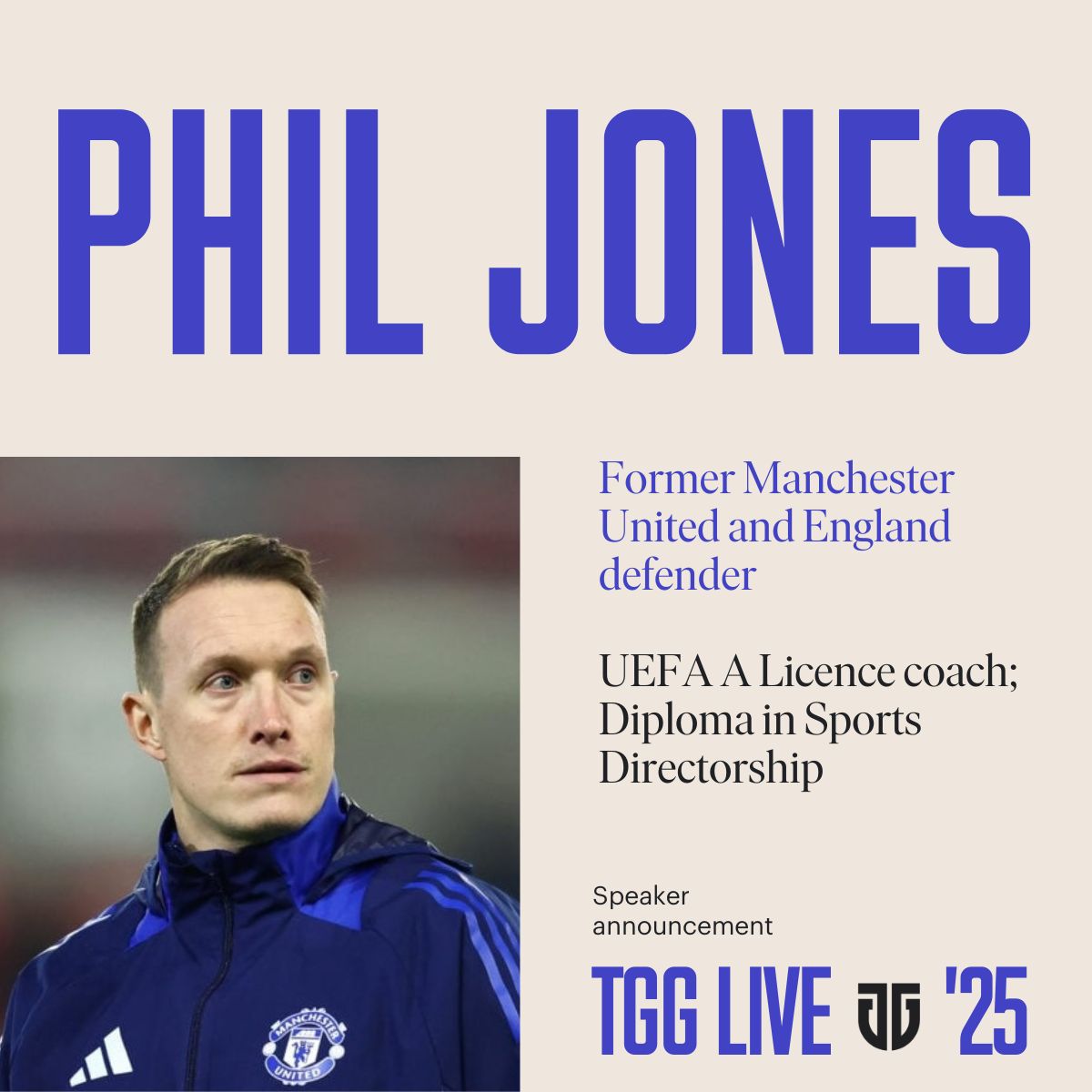 Training Ground Guru (@ground_guru) on Twitter photo 🚨 LATE SPEAKER ADDITION ! 🚨
Former <a href="/ManUtd/">Manchester United</a> & <a href="/England/">England</a> defender <a href="/PhilJones4/">Phil Jones</a> will be appearing on our Cohesive Coaching panel alongside <a href="/LommelSK/">Lommel SK</a> Head Coach Lee Johnson & <a href="/Teamworks/">Teamworks</a> Data Scientist <a href="/JohnMarkSisman/">JMS</a> on Day 2 (Weds Oct 8) of #TGGLive25
🔗trainingground.guru/tgg-live/ 🚨 LATE SPEAKER ADDITION ! 🚨
Former <a href="/ManUtd/">Manchester United</a> & <a href="/England/">England</a> defender <a href="/PhilJones4/">Phil Jones</a> will be appearing on our Cohesive Coaching panel alongside <a href="/LommelSK/">Lommel SK</a> Head Coach Lee Johnson & <a href="/Teamworks/">Teamworks</a> Data Scientist <a href="/JohnMarkSisman/">JMS</a> on Day 2 (Weds Oct 8) of #TGGLive25
🔗trainingground.guru/tgg-live/