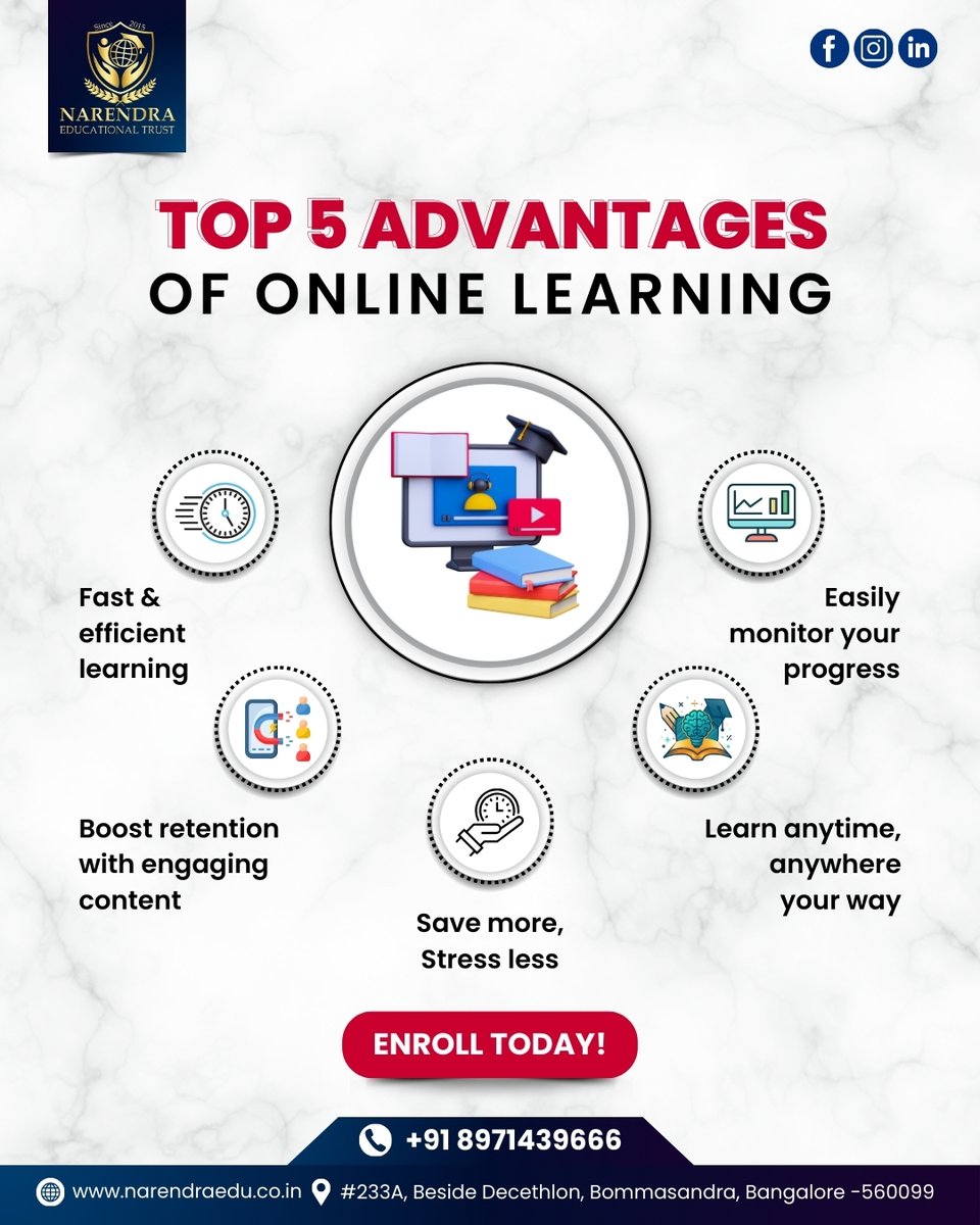 HariS59701268's tweet image. 🌟 Top 5 Advantages of Online Learning! 📚💻
✅ Study anytime, anywhere
✅ Flexible &amp;amp; stress-free learning
📞 +91 8971439666 | 🌐 narendraedu.co.in
👉 Enroll today! #OnlineLearning #StudyAnywhere #LearnFromHome #FutureOfEducation #OnlineEducation