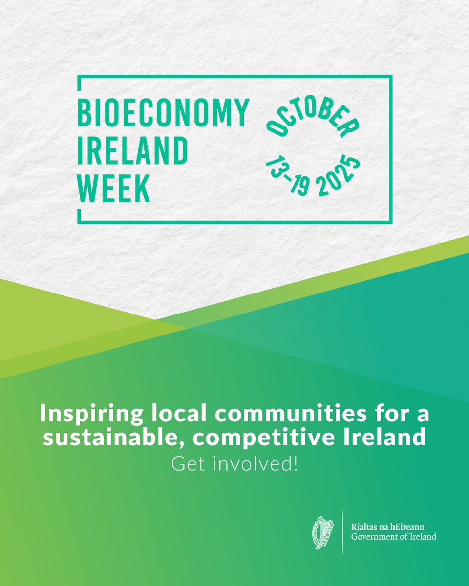 DeptCEE's tweet image. Minister @DarraghOBrienTD , together with Minister Martin Heydon, today announced the launch of Bioeconomy Ireland Week 2025, taking place from 13-19 October.
Read more here: gov.ie/en/department-…