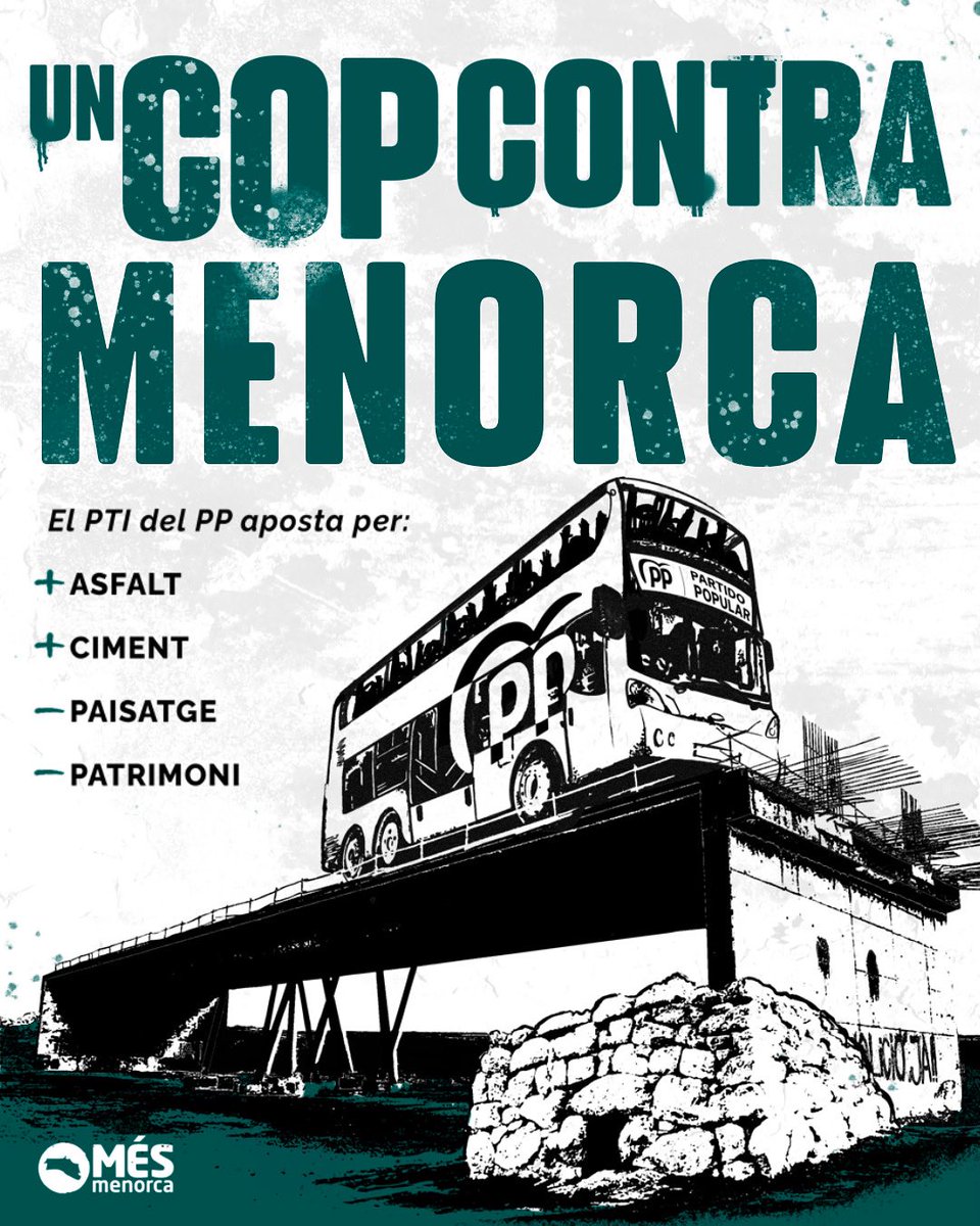 Més per Menorca (@mespermenorca) on Twitter photo ❗️ El PP ha intentat carregar-se tots els articles del PTI que protegeixen el paisatge per acabar la macrorotonda de Rafal Rubí, posant en perill la declaració de <a href="/Mtalaiotica/">Menorca Talaiòtica</a> com a patrimoni mundial.
😡Volen acabar amb el model territorial de la nostra illa! 
#MenorcaNoEsVen💚 ❗️ El PP ha intentat carregar-se tots els articles del PTI que protegeixen el paisatge per acabar la macrorotonda de Rafal Rubí, posant en perill la declaració de <a href="/Mtalaiotica/">Menorca Talaiòtica</a> com a patrimoni mundial.
😡Volen acabar amb el model territorial de la nostra illa! 
#MenorcaNoEsVen💚