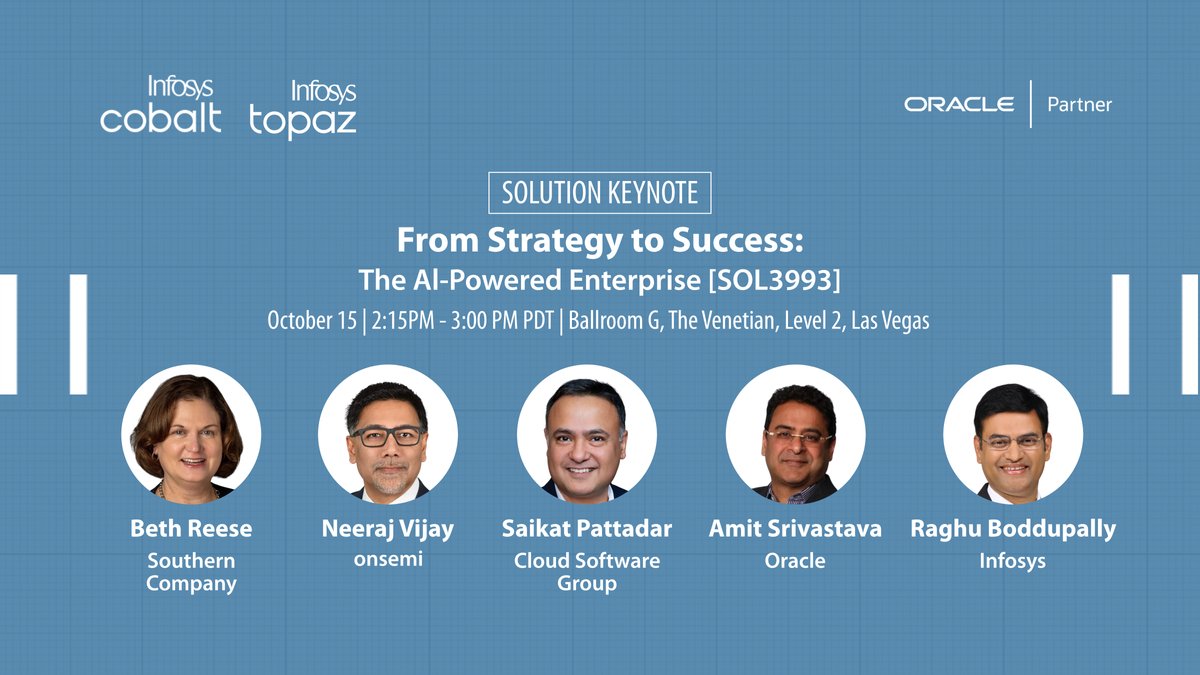 InfosysEvents's tweet image. Running AI pilots is easy. Scaling them across the enterprise? That’s the real flex.
Infosys & industry leaders reveal how they turned experiments into enterprise-wide success at Oracle AI World 2025.
From supply chains to predictive insights—this session delivers.
Register…