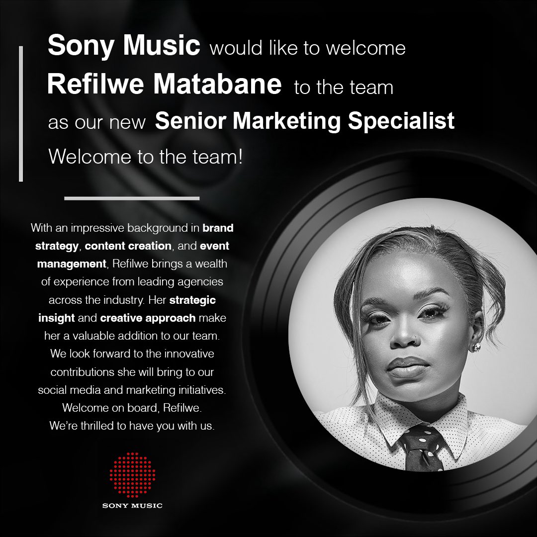 Welcome to the Sony Music Africa family Refilwe Matabane aka “Fiflaaa” <a href="/Fif_laaa/">3 A’s</a>. Refilwe joins the Southern African Repertoire team as Senior Marketing Specialist.