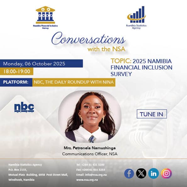 namstatsagency's tweet image. 🔵Tune in as we get to discuss the Namibia Financial Inclusion Survey that has commenced today.

#CountMeIn #NFIS2025 
#StatisticsforDevelopment