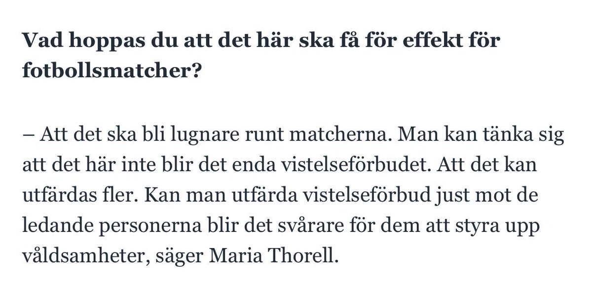 Lagfärger åt sidan; 

Är detta samhället man vill ha? Att man likställer supportrar med gängkriminalitet? Att påstå att en person skulle skapa samma nivå av otrygghet som sprängningar och skjutningar? 

Vad är det för jävla nivå?