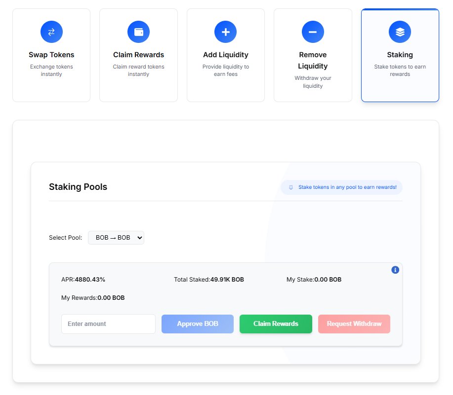 Satoshi_OnArc's tweet photo. @BaseCaptainHB @base $BOB on $Base now has staking. https://t.co/lmTYi0nst3
