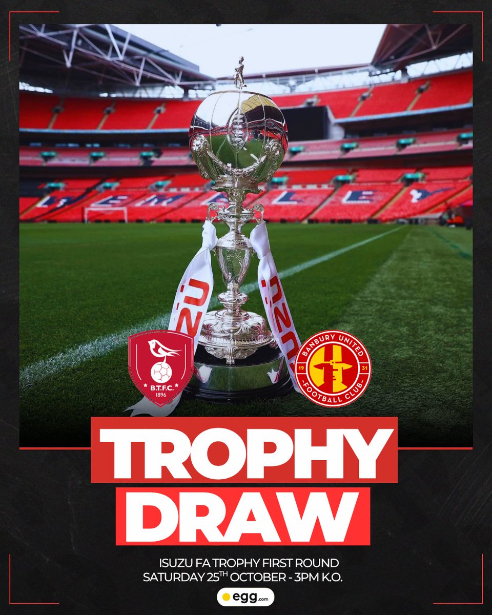 𝐅𝐀 𝐓𝐑𝐎𝐏𝐇𝐘 𝐃𝐑𝐀𝐖 🏆 

👉  We’ve been drawn away to <a href="/BracknellTownFC/">Bracknell Town FC</a> in the First Round Proper of the FA Trophy.

ℹ️ This fixture is scheduled to be played on Saturday 25th October - More information on this fixture soon. 

#RedsAway | #UTP | #WeAreUnited