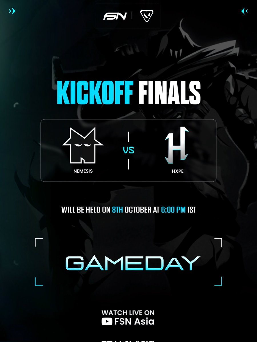 officialfsnasia's tweet image. 🔥 VALORANT MOBILE KICKOFF – GRAND FINALS 🔥

The moment we’ve all been waiting for is here! 🏆
Two of the best teams from their countries clash for ultimate glory —
🇵🇭 Team Nemesis (Philippines) vs 🇮🇳 Team Hxpe (India) 💥

📅 Date: 8th October
⏰ Time: 6 PM IST
🎥 Live on: FSN…