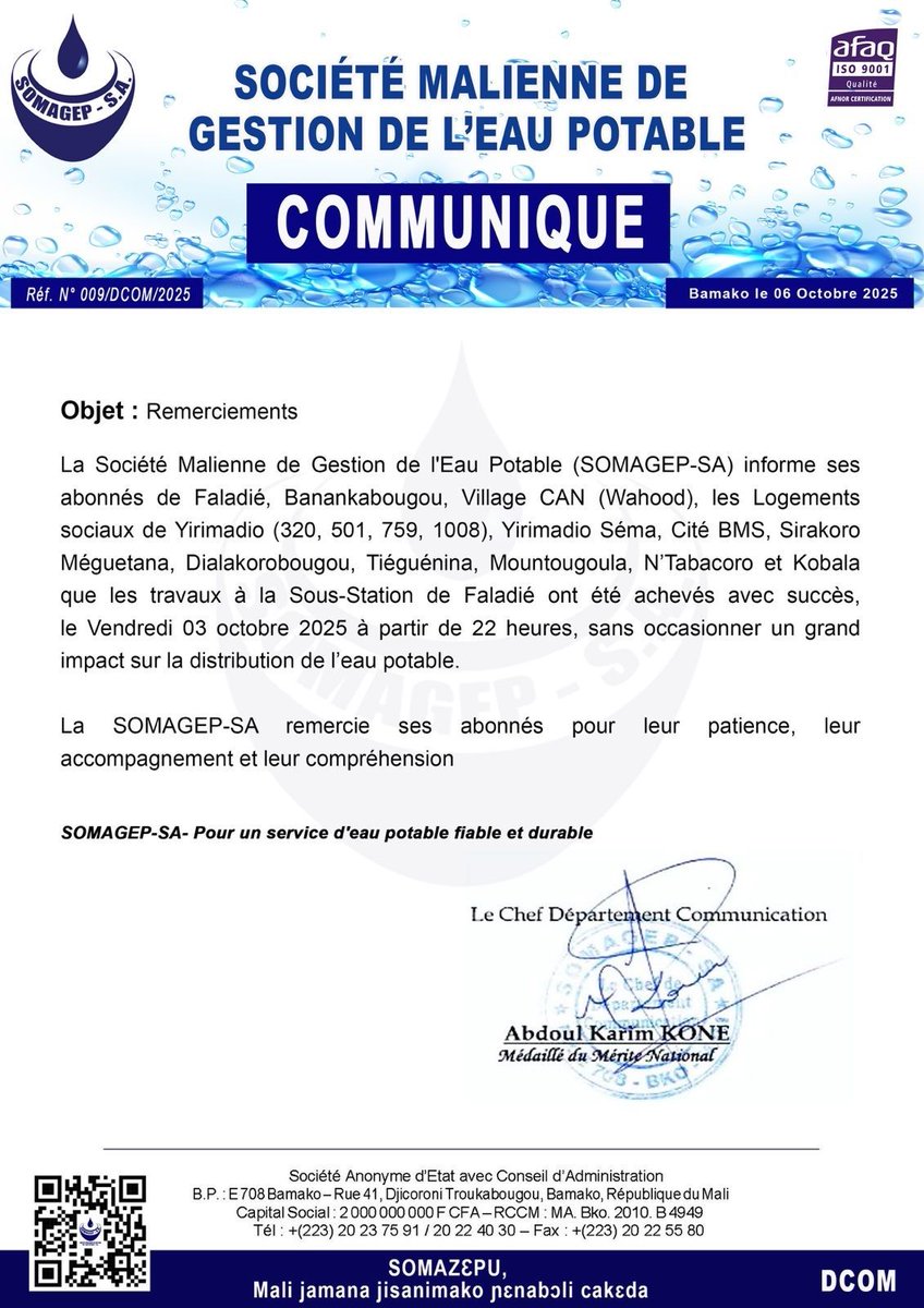 Remerciements 
#eauxpotables #somagep